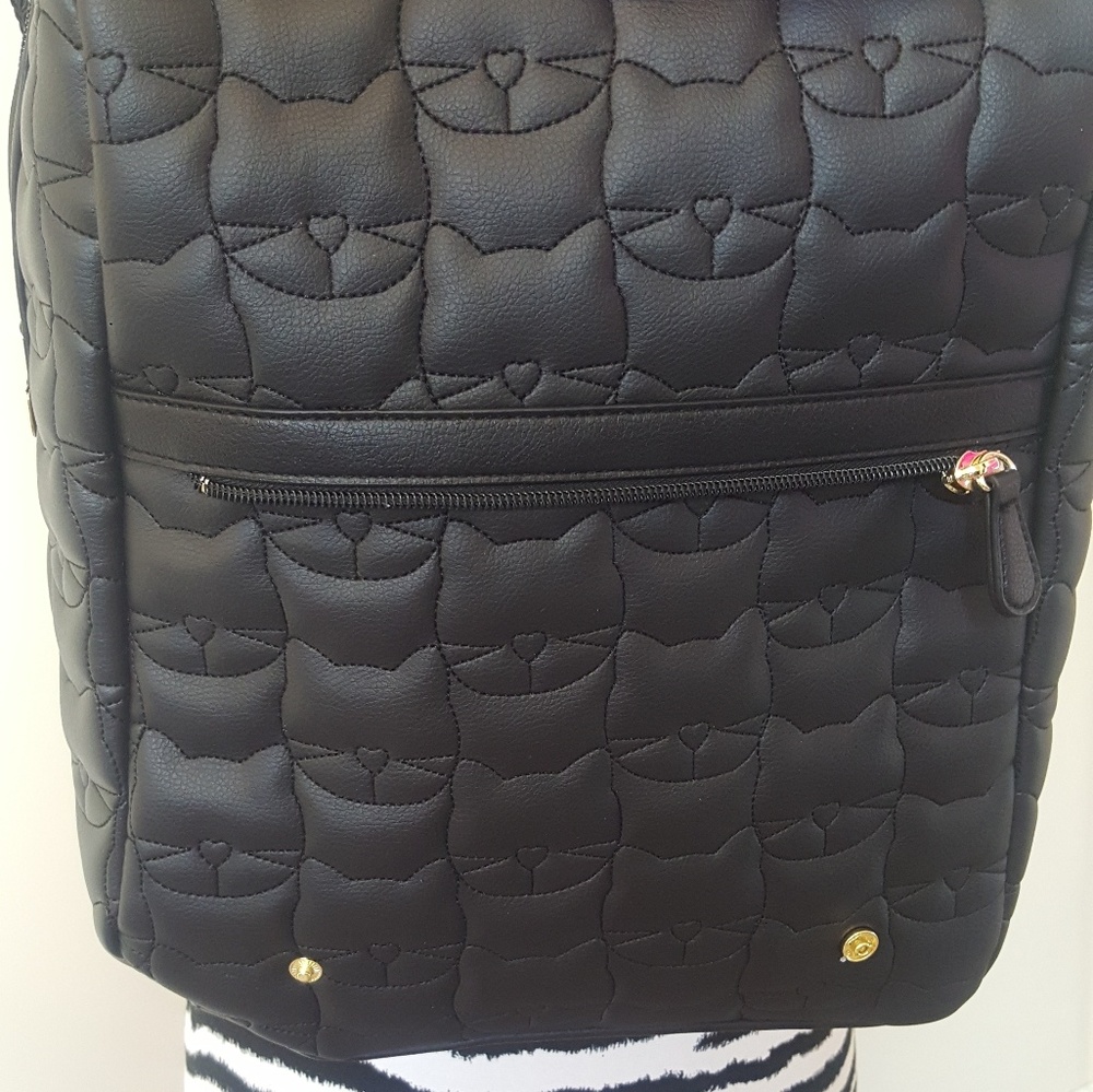 Betsey Johnson Backpack Kitty Black Pink NWOT - Picture 3 of 8